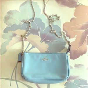 Coach Blue Leather crossbody chain purse